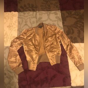 Bebe Brown Satin Bomber Jacket